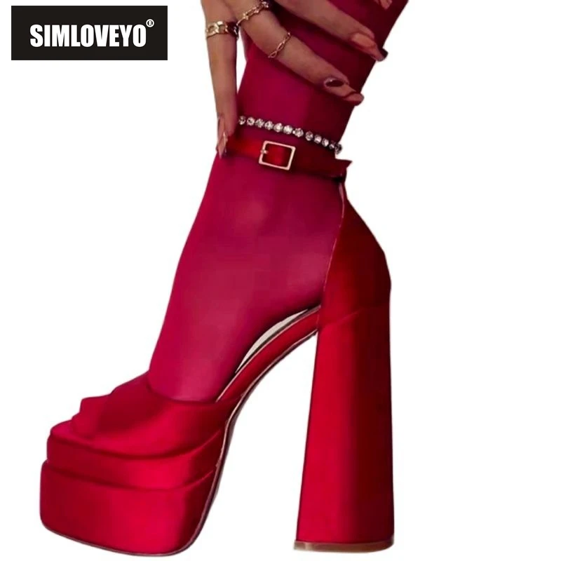 

SIMLOVEYO Summer Platform Wedges Brand New Luxury Block Heel Open Toe Buckle Women's Sandals Mixed Color Fashion Shoes F1553