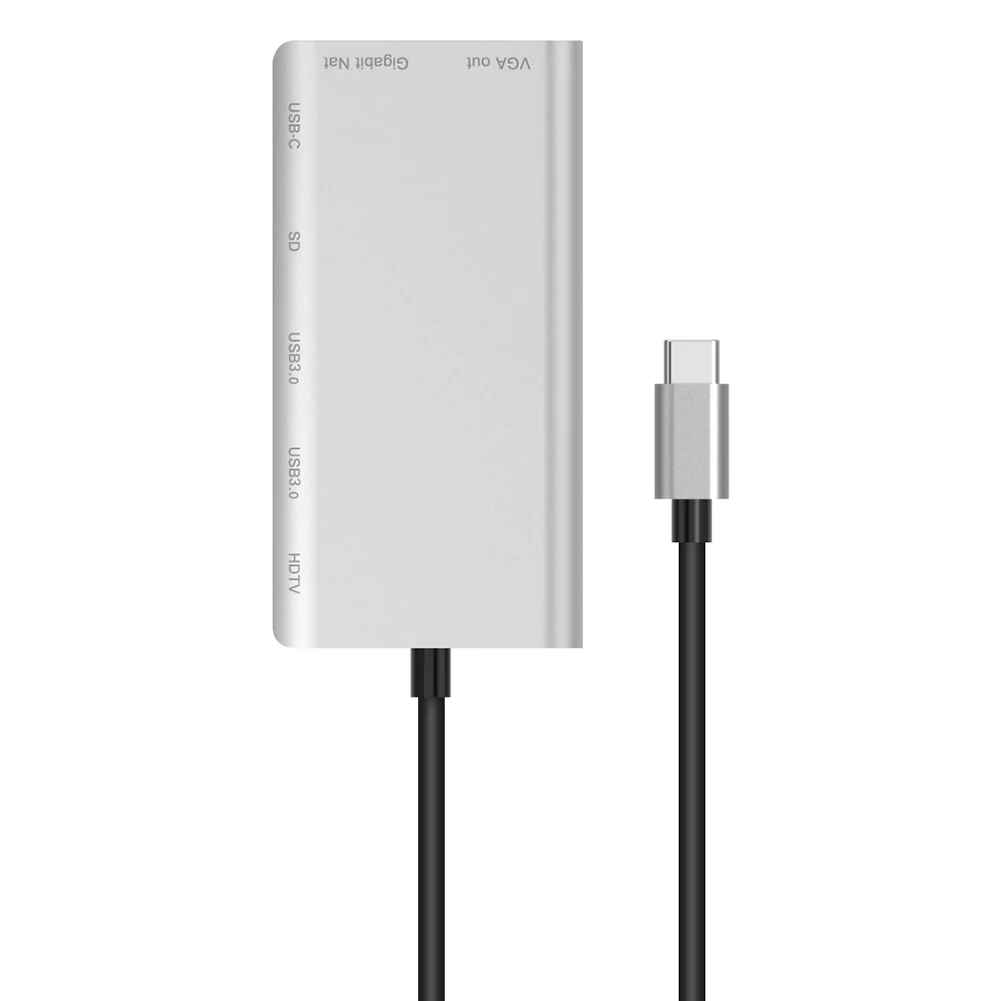 

USB C Memory Card Reader USB C Hub Multiport Adapter with HDMI-compatible VGA RJ45 USB 3.0 for Office Caring Computer Supplies
