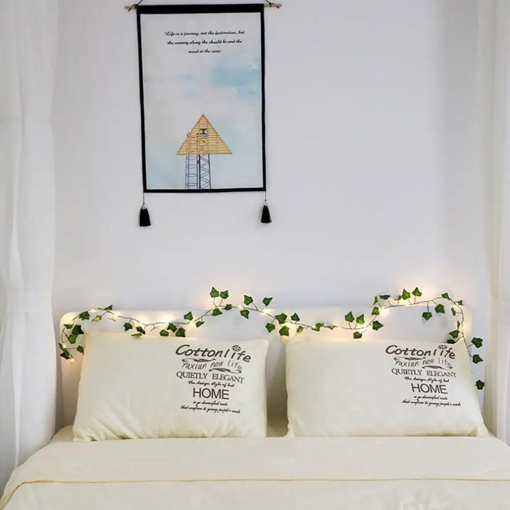 2M/ 20 LED Artificial Plants String Light Green Leaf Ivy Vine Fairy Maple Leaves Lamp Garland DIY Hanging Lighting - купить по