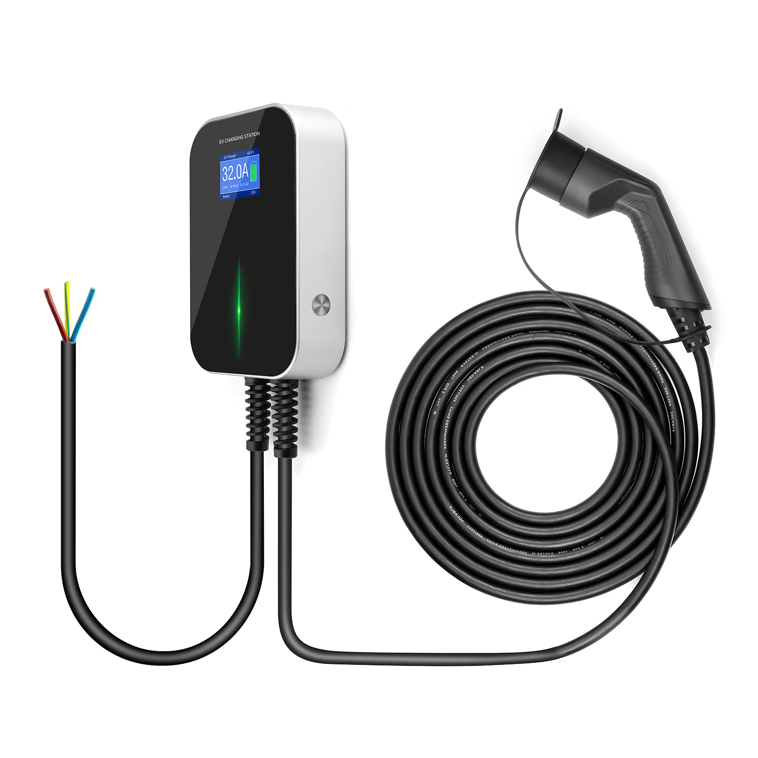 evse wallbox 7kw 32a ev car charger wallmount electric vehicle charging station type 2 ev cable iec 62196 2 1 phase for audi bmw free global shipping