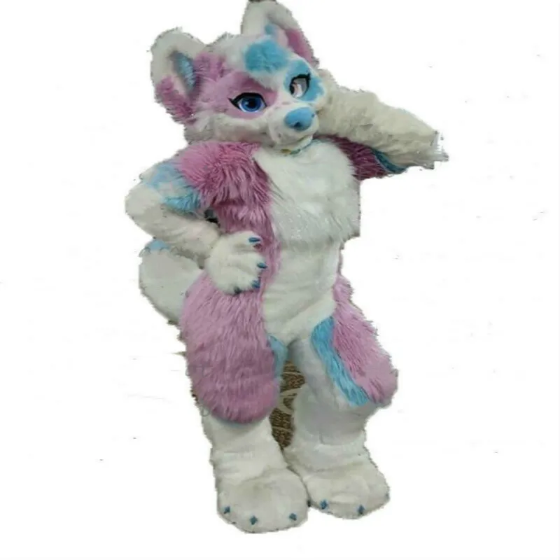 Длинный мех хаски собака талисман костюм лиса пушистый Хэллоуин пушистое