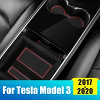 3d rubber car anti slip cup mat for tesla model 3 2017 2020 model3 model three interior central control groove pad accessories