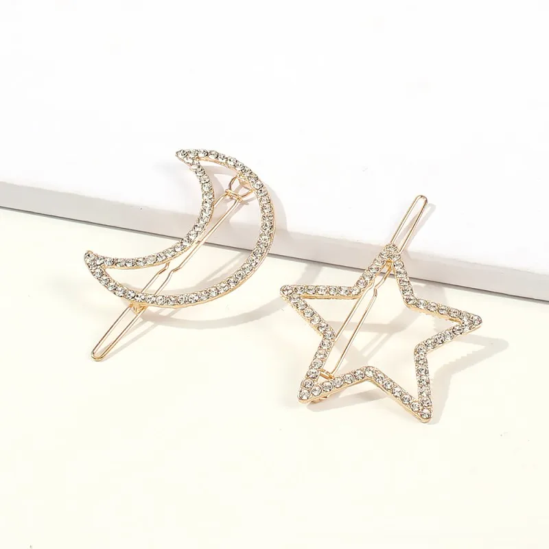 Горный хрусталь Луна Звезда 2 шт./компл. заколки для волос женщин девушек