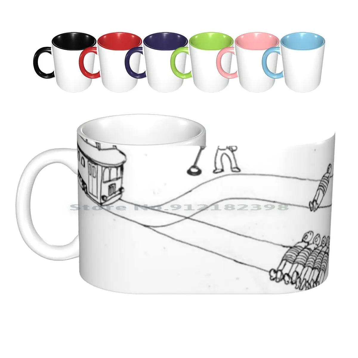 

Trolley Problem Ceramic Mugs Coffee Cups Milk Tea Mug Trolley Problem Ethics Moral Philosophy Meme Creative Trending Vintage