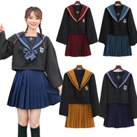 new magic school hp slytherin women cosplay costumes japanes jk sailor collar lolita uniform skirt set girls pleated skirt suit