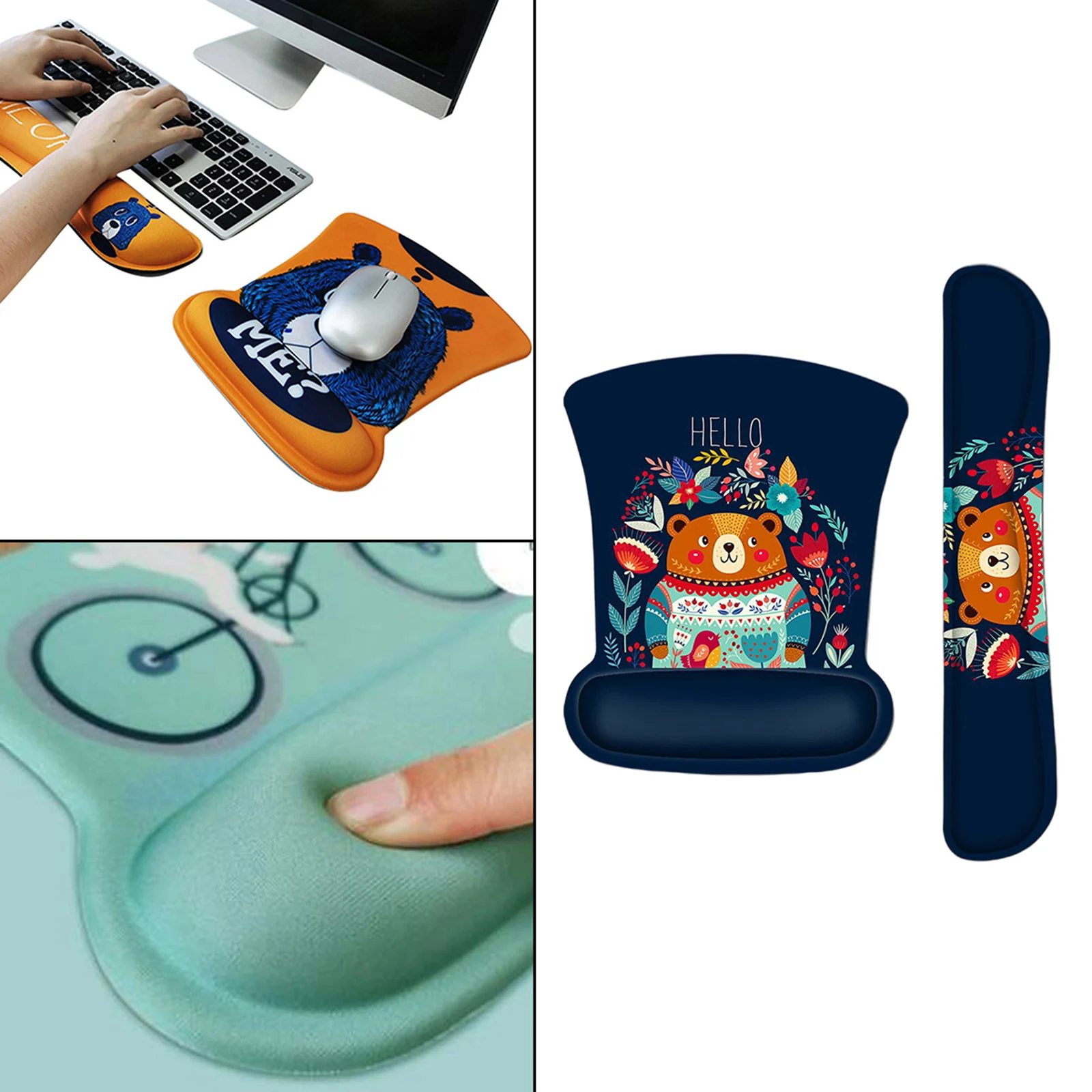 

Silicone Cute Cat Mouse Pad and Wrist Support Comfortable Mousepad Guard Memory Foam for Computers Laptop Relieve Wrist Pain