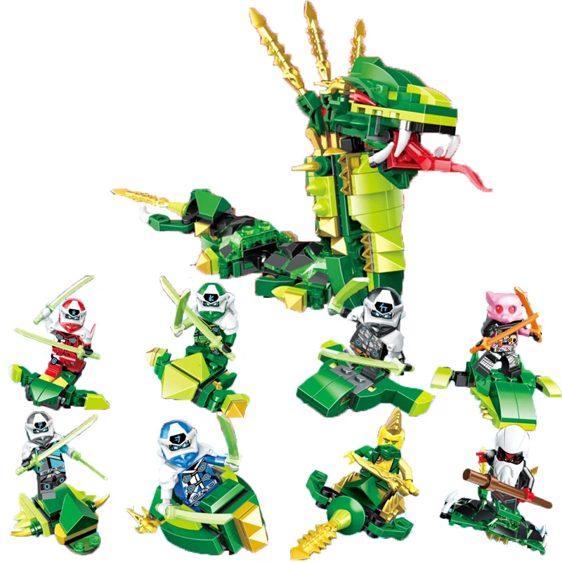 8 шт. ниндзя мастера Кружитцу фигурки с оружием строительные блоки кирпичные