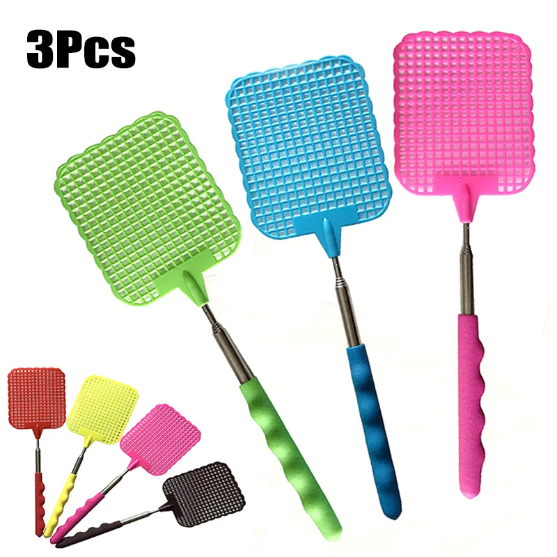 

3Pcs NEW Fly Swatters Telescopic 27-73 cm Extendable Flyswatter Mosquito Bug Swatter Garden Prevent Pest Control Flies Trap Tool