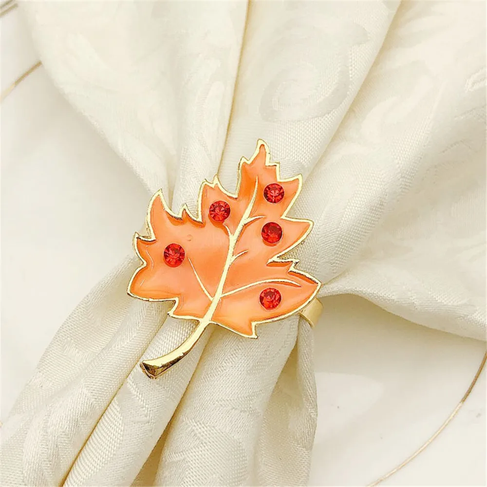 

Maple Leaf Napkin Rings Metal Napkin Holder Dinner Table Decor For Christmas Holiday Thanksgiving Wedding Party Decoration Table