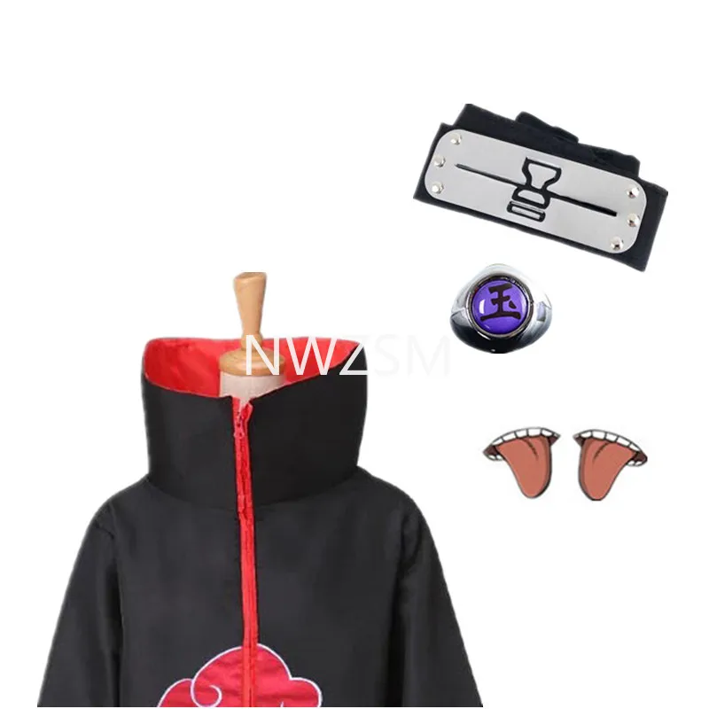 Аниме обезболивающие костюмы костюм Акацуки плащ повязка на голову кольцо набор