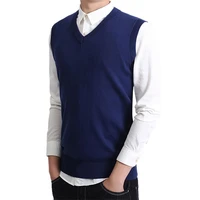 mens vest sweater solid color v neck casual pullover knitted anti shrink spring sleeveless vest sweater for daily wear