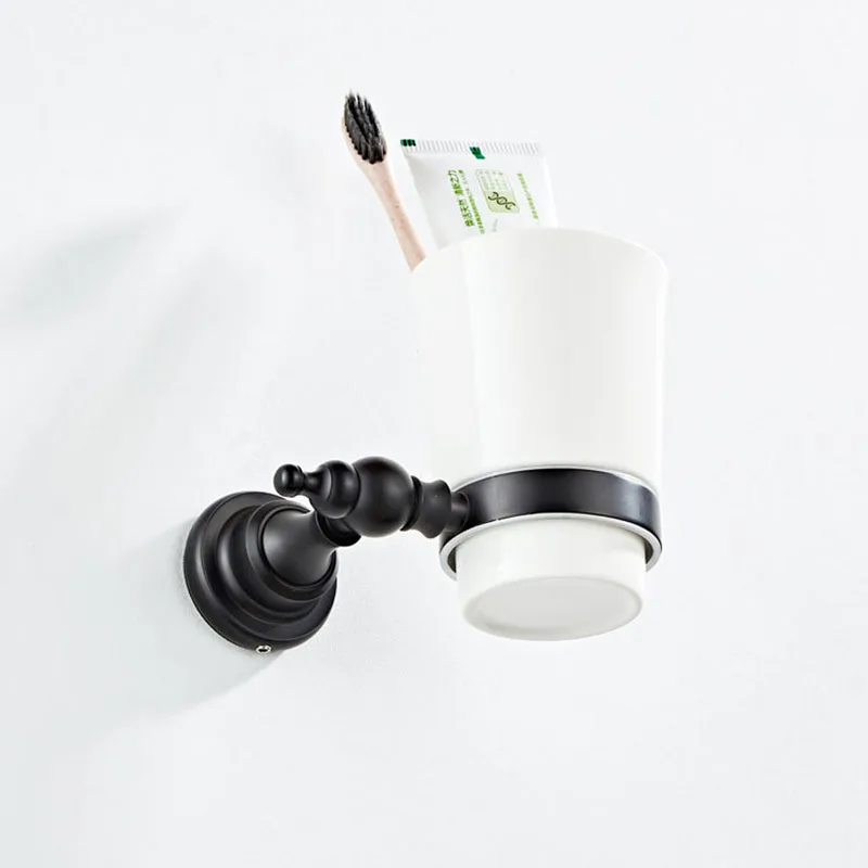 Держатели для чашек ванной комнаты черный держатель зубной щетки латунь Двойная
