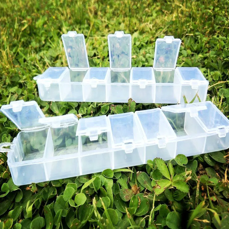 Прозрачные прямоугольные коробки для хранения с 7 ячейками пуговиц бисера