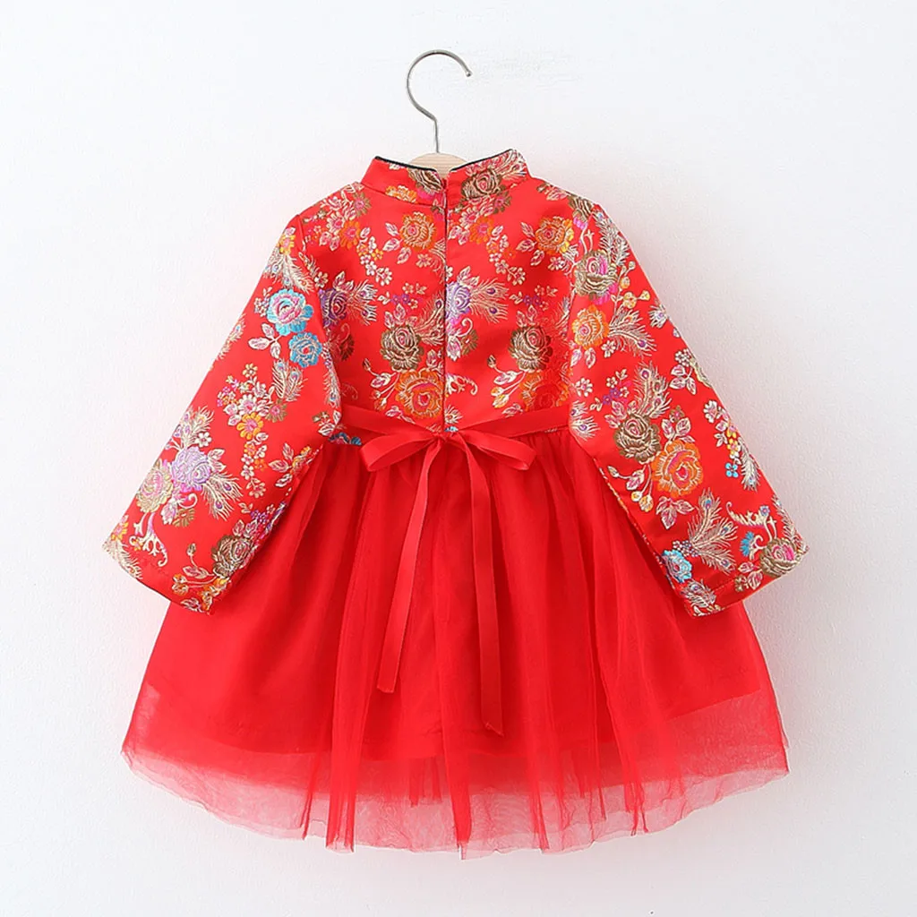 Детские платья для маленьких девочек китайский новогодний костюм Тан вечерние в