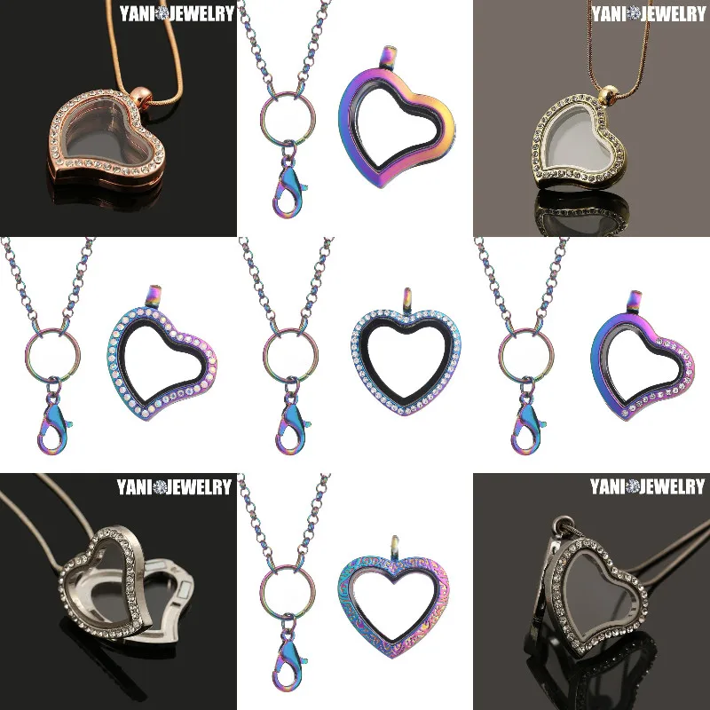 

10 шт./лот смешанные цвета хрустальное сердце любовь стекло память живые Плавающие Подвески медальон ожерелья для женщин мужчин Вечеринка л...