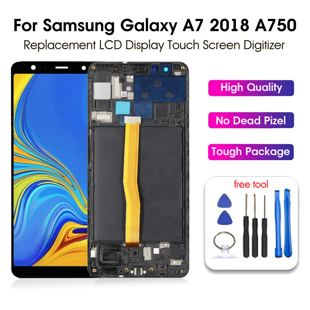 

Оригинальный ЖК-дисплей в сборе с рамкой и рамкой для Samsung Galaxy A7 2018 A750 с инструментами
