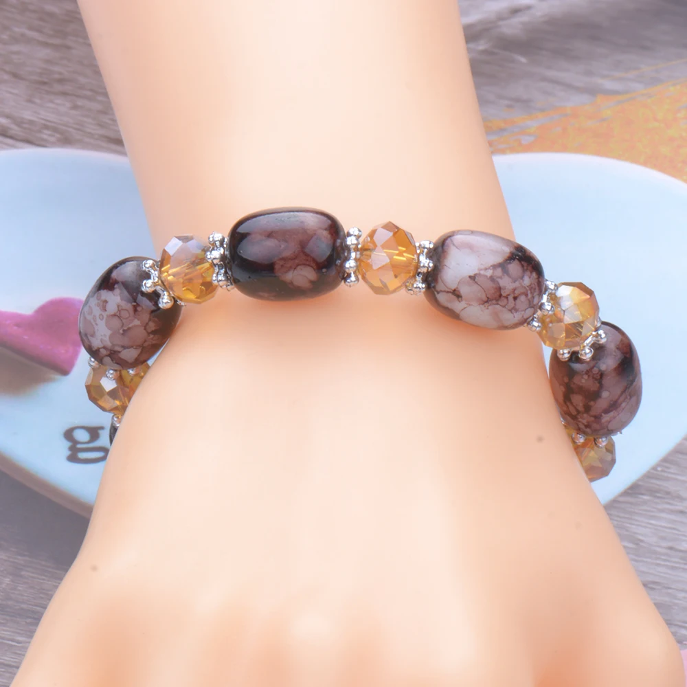 10 шт./лот браслет из стекла и камня круглые бусины браслеты Женские Ювелирные