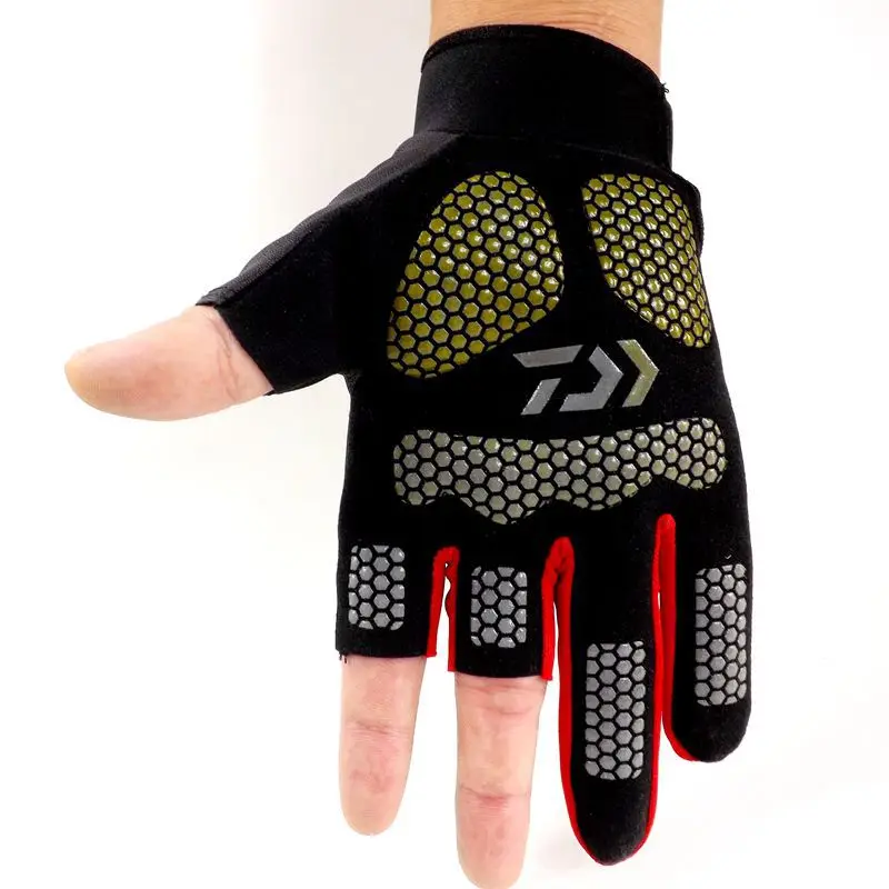 

DAIWA Fishing Gloves Half Finger Pack Fishing Rod Anti-Slip Gloves Skidproof Resistant Pesca Fitness Carp Fishing Accessories
