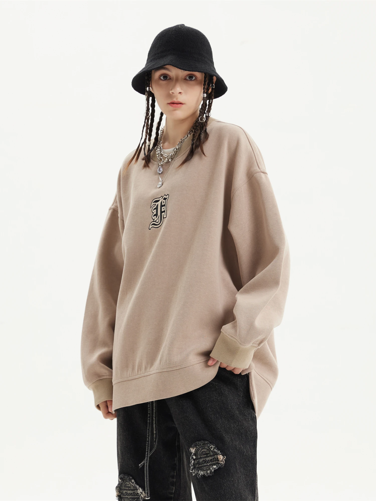 

women spring and autumn Korean Harajuku style retro printing loose bf style bottoming shirt thin black top trend