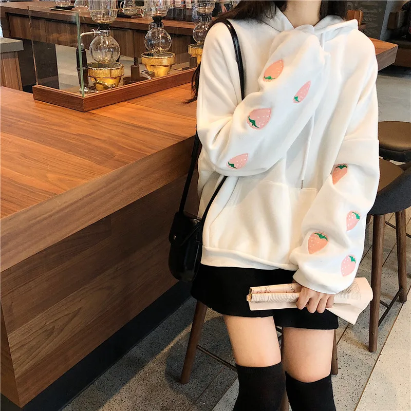 Фото Kawaii Japan purple casual hoodie loose New Ulzzang Harajuku Winter cute long-sleeved peach embroidery chic ins women sweatshirt Женская Kawaii Japan purple casual hoodie loose New Ulzzang Harajuku Winter cute long-sleeved peach embroidery chic ins women sweatshirt Женская