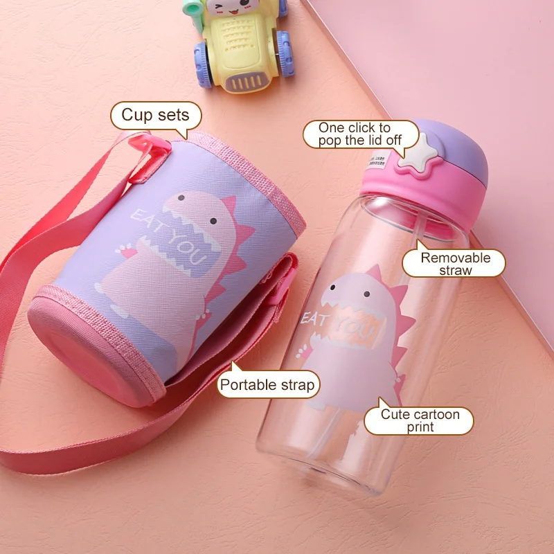 

700ml Baby Drinkware Dinosaur Water Sippy Cup Cartoon Feeding Cups with Straws Leakproof Water Bottles Portable Children's Cups