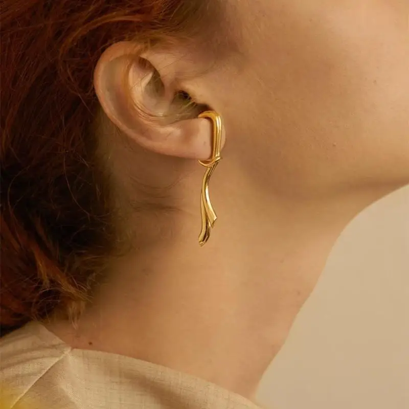 

Europe and the United States open ear clips female metal hardware ear hanging ears of eared, cold, non-ear, earrings, INS ear