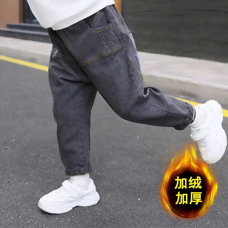 Джинсы для маленьких девочек и мальчиков джинсовые свободные эластичные брюки