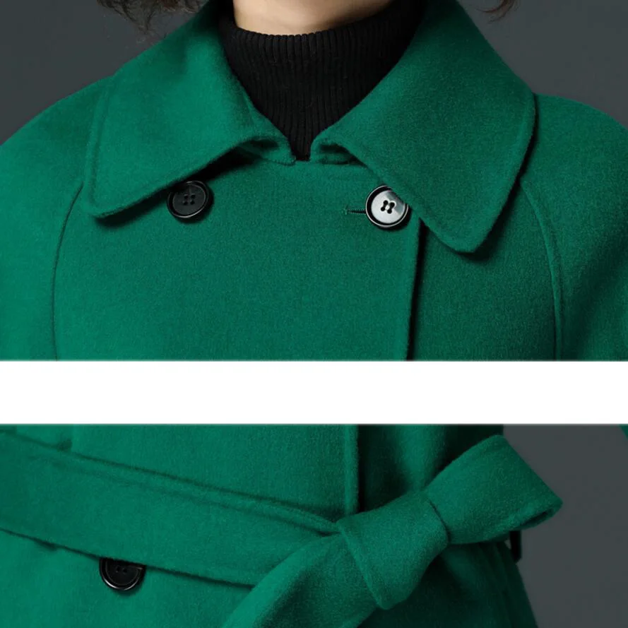

2019 autumn and winter new double-sided cashmere coat original woolen coat female solid color long ladies woolen coat female
