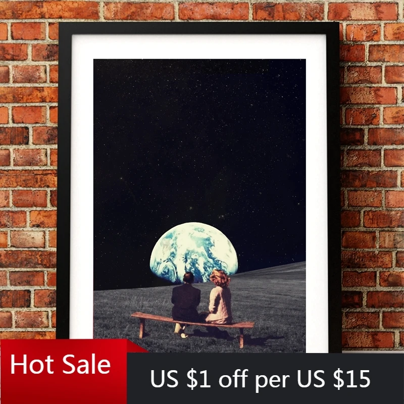 Мы раньше живали там земли Художественная печать и плакат сюрреализм галактика