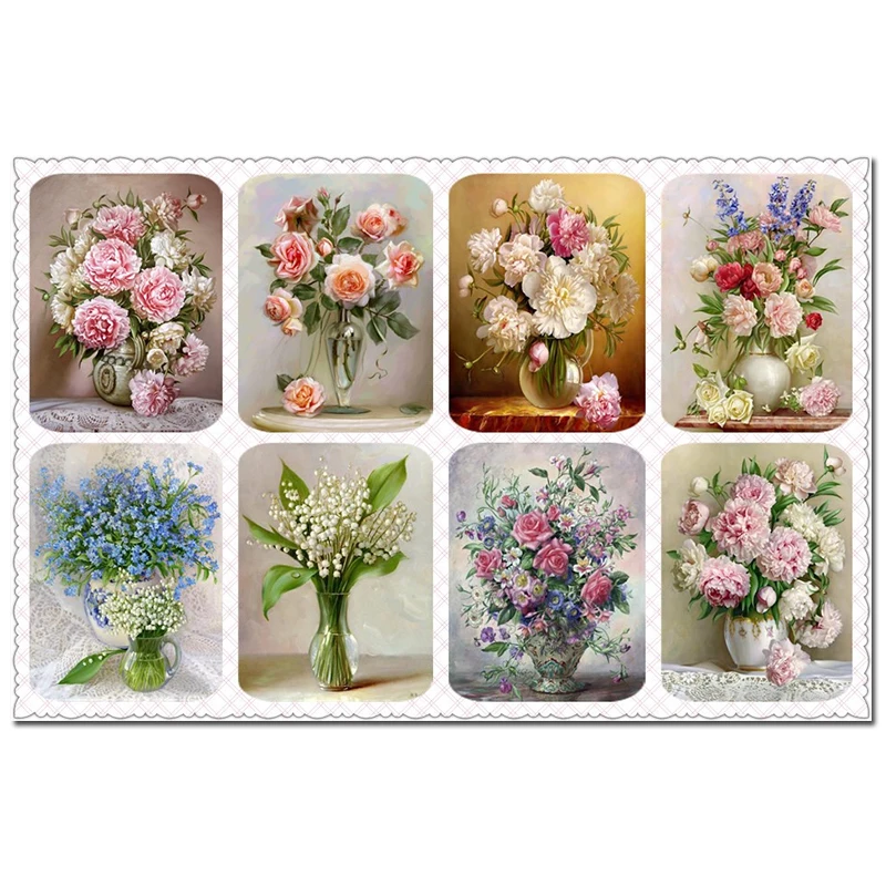 

Алмазная живопись «Орхидея и Пион», картина с полными квадратными/круглыми стразами 5D «сделай сам», 3D вышивка крестиком, домашний декор, под...