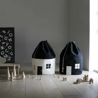 Ins Northern Europe Style Cute House Pattern Storage Bag Kids Baby Toys Clothes Luggage Sack Canvas Pouch Organizer