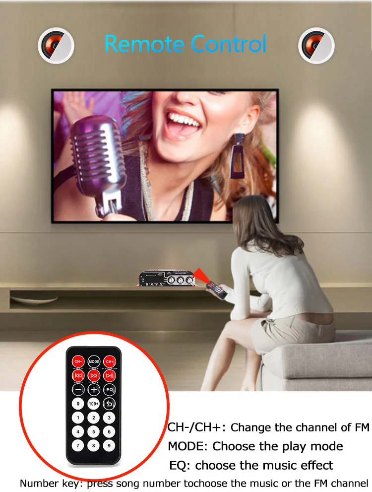 Kinter MA-500 звуковые усилители аудио 4 канала для динамиков Hifi стерео с SD USB Bluetooth FM радио управление громкостью басов