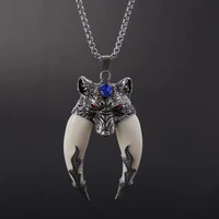 hyperbole wolf tooth pendant men punk animal necklace biker jewelry gift