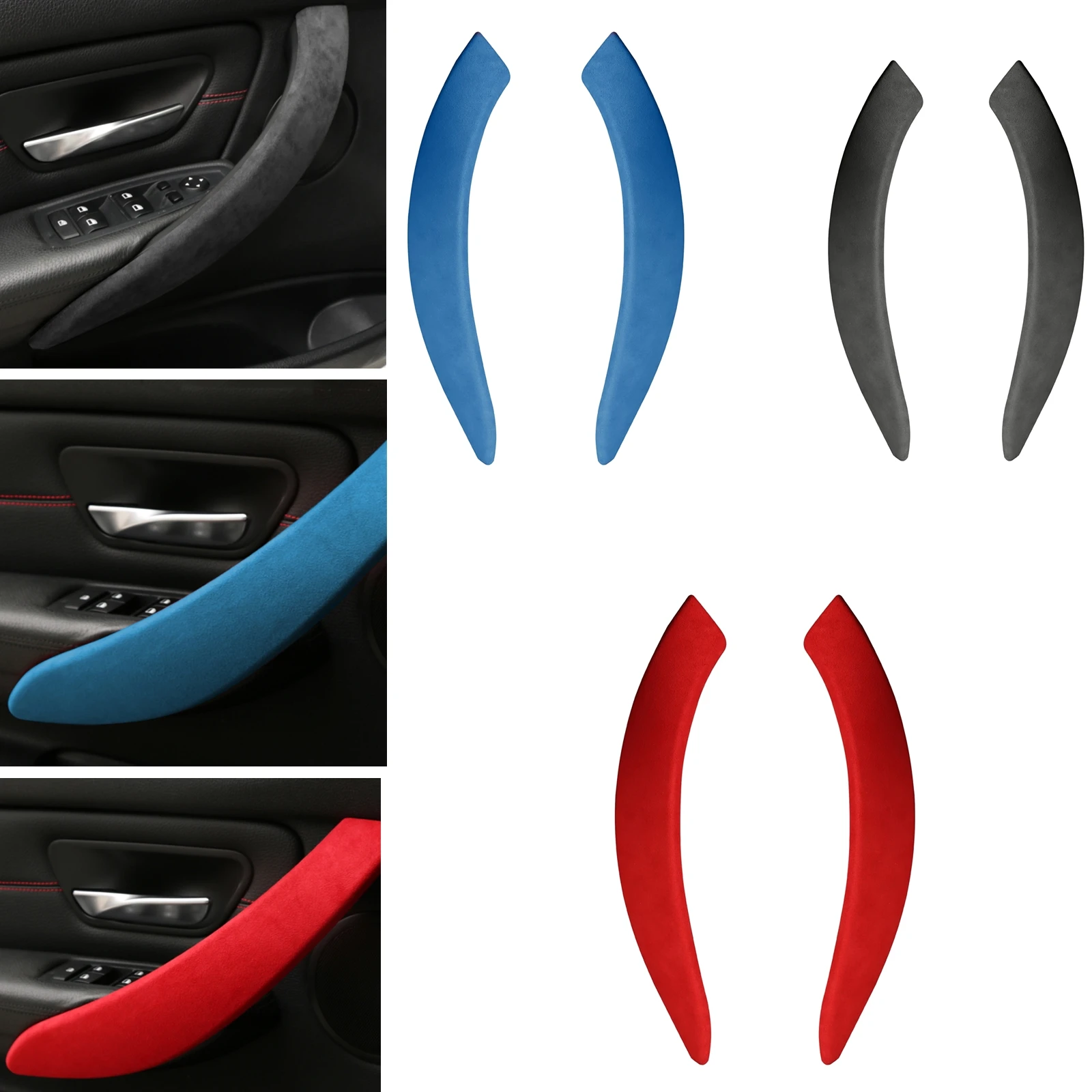 

For BMW 3/4 series 2013-2019/F30 F32 F33 F34 F35 F36 F82 F83 Car Door Panel Side Armrest Pull Handle Cover Suede Leather Trim