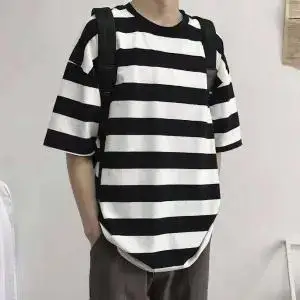 

Fashion Hip Hop Women T-Shirt Loose Summer Oversized Striped O-Neck Female Tops Tees Funny Casual Japan Harajuku T Shirt