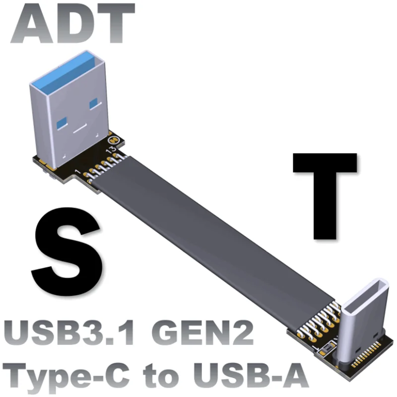 

USB 3.0 Type-A Male to USB3.1 Type-C Male Up/Down Angle USB Data Sync & Charge Cable type c Cord Connector adapter FPC FPV Flat