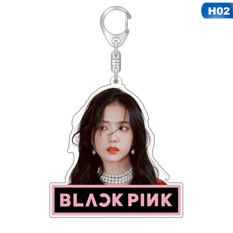 KEY4716H02 Модные Kpop черные Розовые Акриловые Брелоки для ключей держатель Lisa Rose Jennie Jisoo сумка Подвеска альбом Мода Шарм ювелирные изделия - Цвет: KEY4716H02