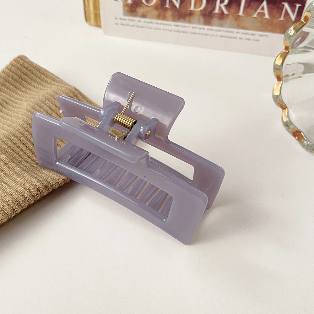 

Candy Color Rectangle Hollow Claw Hairpin Headdress Female Acrylic Geometric Solid Color Large Hairpin Hair Accessories