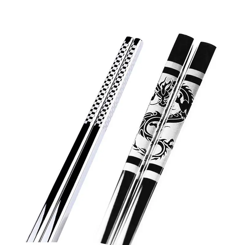

1Pair for Sushi Chopsticks Set Stainless Steel Anti Skid Dragon Chopsticks Sushi Metal Iron Portable Chinese Healthy Food Stick