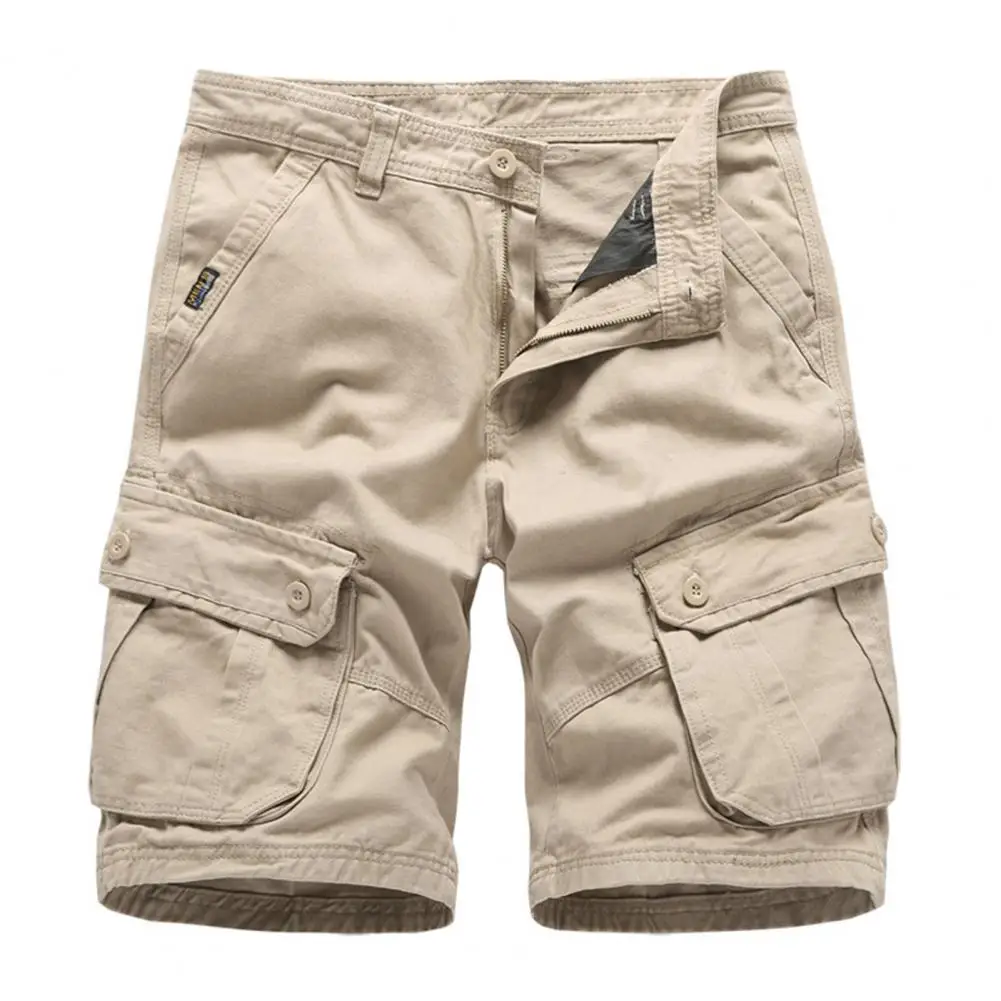 

Summer Shorts Men Fashion Multi-pockets Solid Color All-matched Knee-length Shorts Men Pants Casual Shorts Men's Clothing 2021