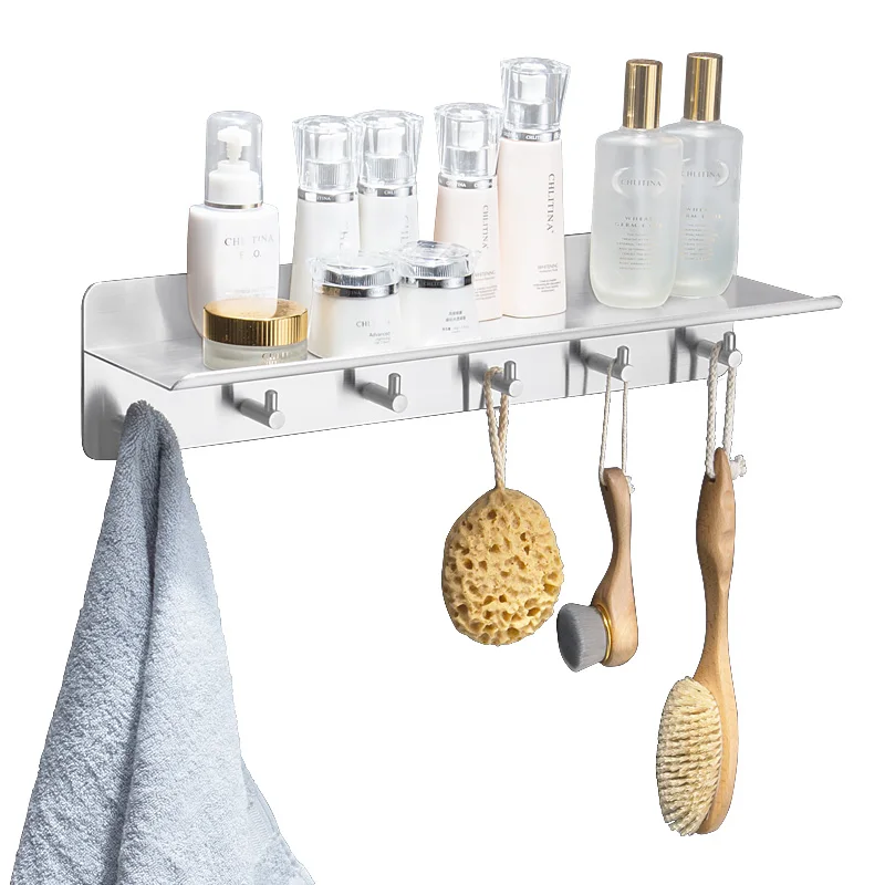 

Bathroom rack free punching pendant 304 stainless steel bathroom wall toilet wall-mounted hook storage