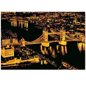 London Scratch Night View Poster Sticker Deluxe Erase Black Scratch World Map Scratch Off Foil Layer Coating Painting As a Gift