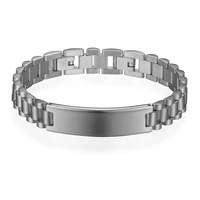 boniskiss high quality personalized stainless steel mens bracelet silver color engraved mens id bracelet wristband gift