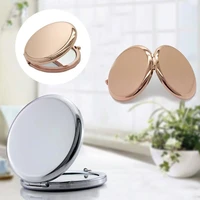 ty220 1pc portable metal round makeup mirror solid color double side pop up pocket mirror beauty accessories rose gold