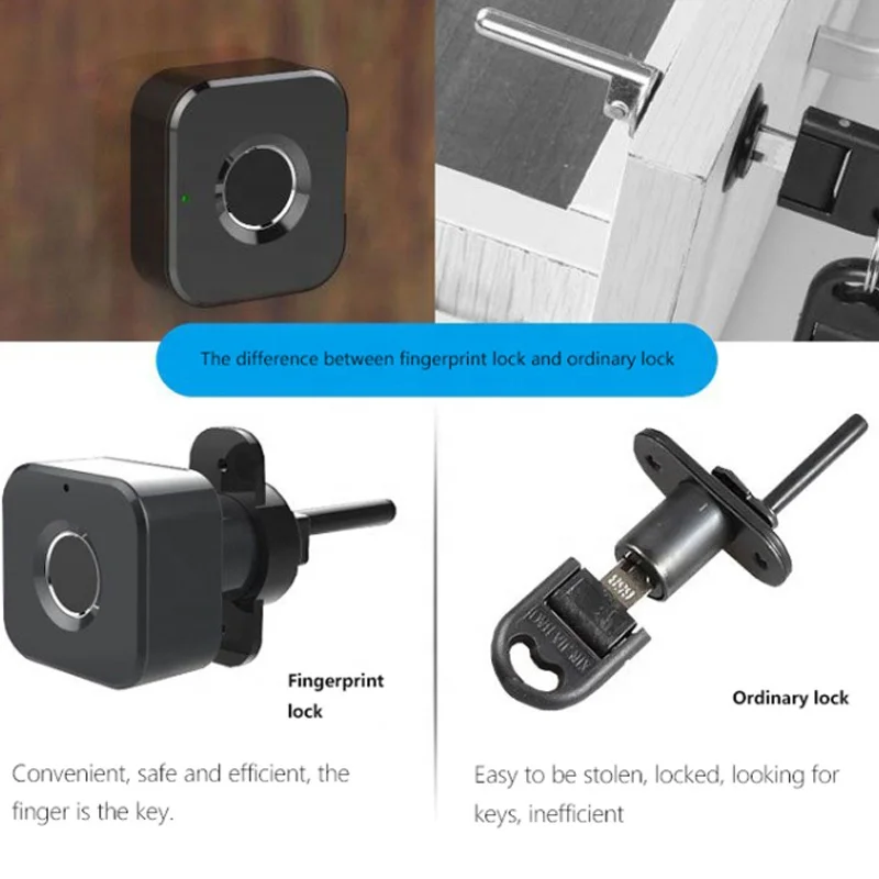 Умный БЕСКЛЮЧЕВОЙ мини-замок для шкафа с отпечатком пальца невидимый
