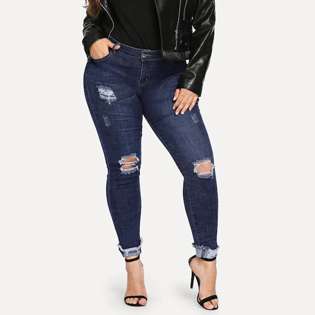 

Hot new 2021 ripped jeans for women bule hight waist Boyfriend hole denim Pencil Skinny sexy casual pants female штаны