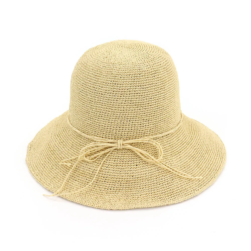 Соломенная шляпа ручной работы женская летняя с бантом индивидуальная Складная