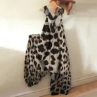 Женский леопардовый комбинезон, Длинный свободный комбинезон на пуговицах, в уличном стиле, винтажное боди-трико, 2021