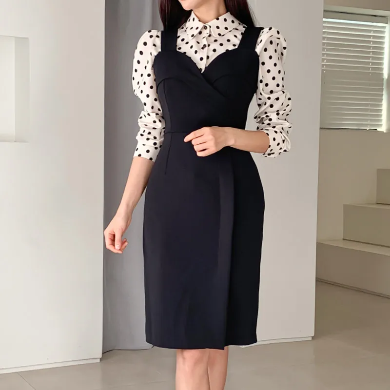 Женский офисный комплект из 2 предметов HAMALIEL белая рубашка с оборками +