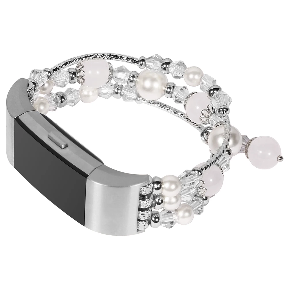 

Jewelry Bracelet Elastic Faux Pearl Beads Replacements Band for FitbitCharge 2 VH99